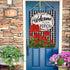 Home Decorative Welcome to Our Porch Geranium Spring Summer House Flag, Flower Black White Buffalo Plaid Check Garden Yard Outside Decoration, Fal...