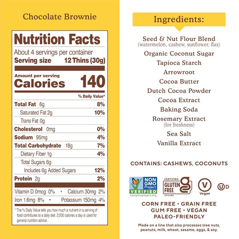 Simple Mills, Chocolate Brownie Cookies Thins, 4.25 Ounce...
