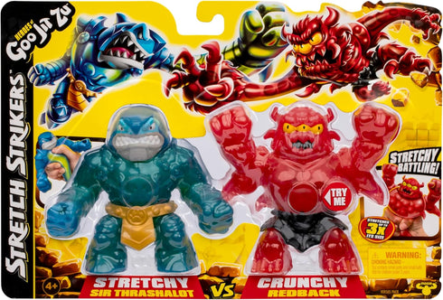 Heroes of Goo Jit Zu Stretch Strikers Versus Pack, 2 Figure Pack, Stretchy Action Figures, Stretchy Sir Thrashalot VS Crunchy Redback, Stretch up ...
