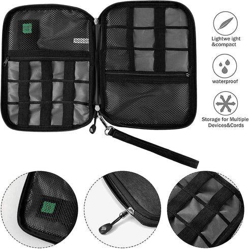 Travel Cable Organizer Bag Waterproof Portable Electronic Accessories Organizer for USB Cable Cord Phone Charger Headset Wire SD Card with 5pcs Ca...