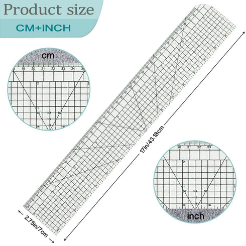 Extended Version 2 Pieces Hot Hem Ruler for Quilting,Hot Press Ruler,Non-Slip Hot Ironing Ruler,Handmade Tool for Electric Iron Home Ironing Work...