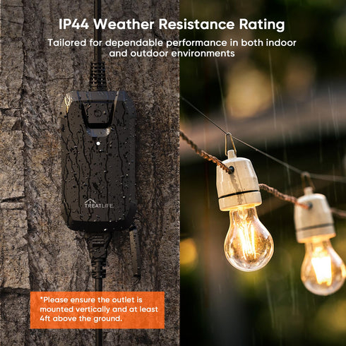 TREATLIFE Dimmer Plug with 100FT Wireless Remote Control, IP44 Weather Resistance, Outdoor Dimmer for String Lights, Lamps, Patio Lights, Max Powe...