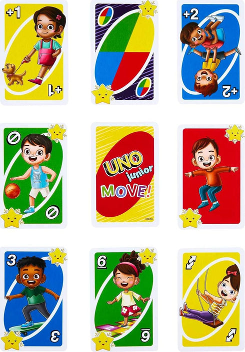 Mattel Games UNO Junior Move! Card Game for Kids with Active Play, Simple Rules, 3 Levels of Play and Matching...