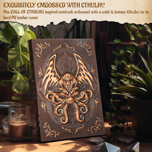 DND Campaign Journal with 3D Cthulhu Embossed Leather Cover - 192 Blank Pages A5 Notebook Great RPG Notepad for GM & Player (Bronze)...