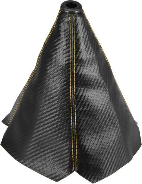 X AUTOHAUX Faux Leather Gear Shifter Knob Cover Car Dust Boot 1.4cm/0.55inch Carbon Fiber Pattern Black Yellow...