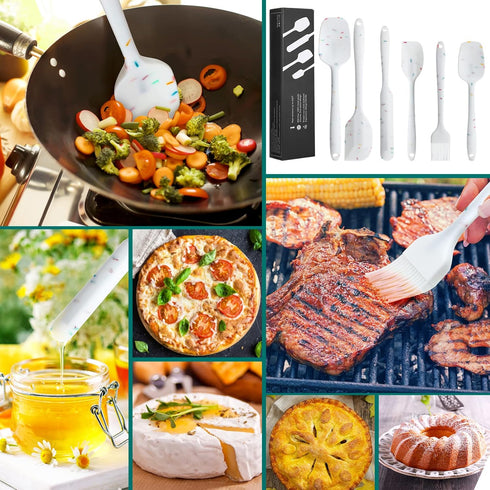 6 Piece Silicone Spatula Set - Heat Resistant Nonstick Spatulas Set with Stainless Steel Core, Food Grade Silicone Spatulas for Baking Cooking Mix...