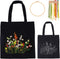 WADORN DIY Canvas Tote Bag Embroidery Kit, Black Canvas Bag Flower Cross Stitch Kit with Pattern and Instruction Personalized Bag Funny Hand Needl...