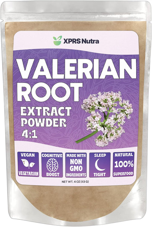 XPRS Nutra Valerian Root Extract Powder 4:1 - Premium Valerian Root Powder for Cognition - Vegan Friendly Herbal Sleep Assist (4 Ounce)...