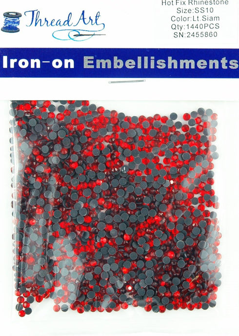 Threadart SS10 (3mm) Lt. Siam Hot Fix Rhinestones 10 Gross (1440/pkg) Hotfix - Iron on - Hot Fix...