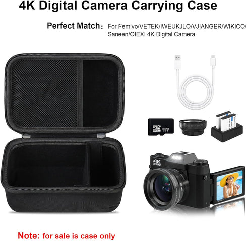 4K Digital Camera Carrying Case for Femivo/VETEK/IWEUKJLO/VJIANGER/WIKICO/Saneen/OIEXI 4K 48MP Vlogging Camera, Travel Compact Camera Storage Cove...
