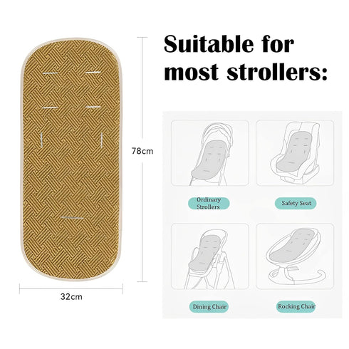 Universal Baby Stroller Cooling Seat Liner Vine Baby Stroller Cool Mat Breathable Baby Pushchair Mat Stroller Seat Pad Liner Summer Seat Cooler Ma...