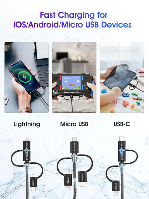 [Apple MFi Certified 3 in 1 USB Cable,USB A to Lightning/Type-C/Micro,3 in 1 Charging Cable, Multi Charger Cable,Compatible with iPhone,iPad,Samsu...