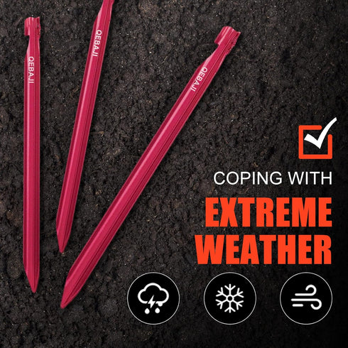 6 Pieces Tent Stakes Heavy Duty Camping Stakes, QEBAJI 7.5 inch Rust-Free Metal Tent pegs Ground Stakes Tent pegs Camping?6pack Red...