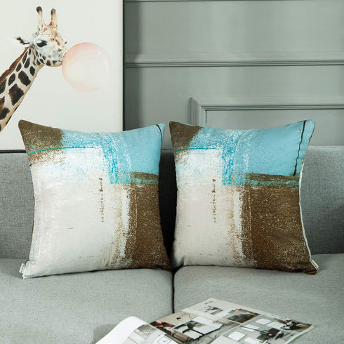 Britimes Throw Pillow Covers Modern Home Art Decor, 18 x 18 Inches Set of 2 Pillow Cases Decorative, Abstract Oil Painting Pillowcases for Bedroom...