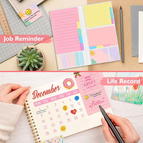 Sticky Notes Set, Post Self-Stick Notes Pads for Journaling Notebook Planner Study, Office Supplies College Essentials Back to School Supplies for...