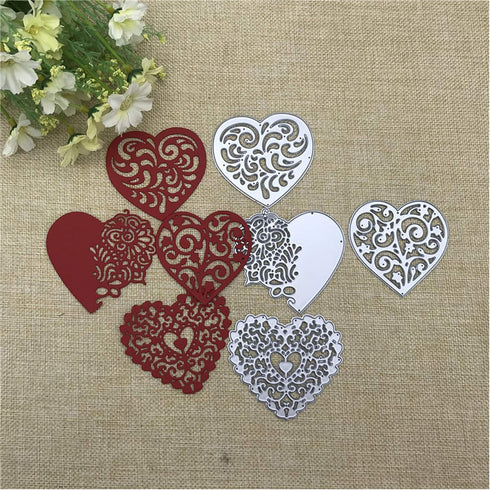 4pcs/Set Lace Love Metal Die Cuts,Heart Love Lace Flower Cutting Dies Cut Stencils for DIY Scrapbooking Album Decorative Embossing Paper Dies Card...