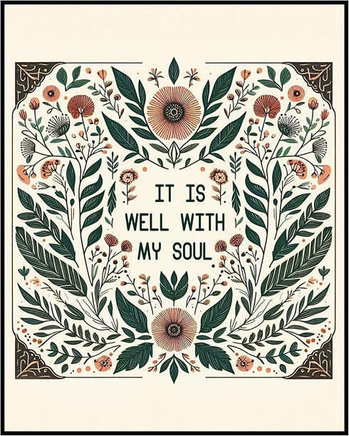 Posterizer 1 pcs-it is well with my soul-Plants trendy art-Floral & Botanical Art-GIft for Men Women Teens-Decor for Home & Office- unframed wall ...