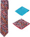 Men's Woven Paisley Regular Length Neck Tie with 2 Handkerchief Pocket Squares Hanky Set - Brown Red Teal...