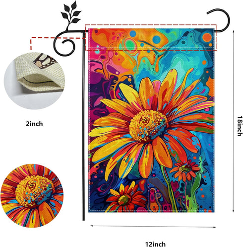 Fall Sunflower Garden Flag, Welcome Summer Garden Flag, 12x18 Inch Double Sided Burlap, Thanksgiving Yard Lawn Flag, Outdoor Patio House Decor...