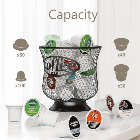 Coffee Pod Holder, Large Capacity K Cup Holder, Nespresso Pods Holder K Cup Organizer for Kitchen Countertop, Coffee Bar Accessories, Pod Holder f...