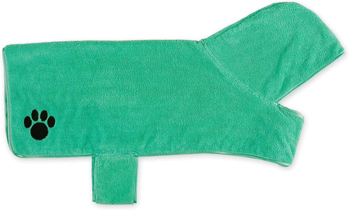 Bone Dry Pet Robe Collection Embroidered Absorbent Microfiber Bath Robe with Adjustable Closure, for Dogs & Cats, Large, Aqua...
