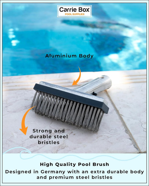 HEAVY DUTY POOL BRUSH | 5-Inch Pool Wire Brush for Cleaning Dirt & Rust | Durable Premium Stainless Steel Bristles | Aluminum Handle | Suitable fo...