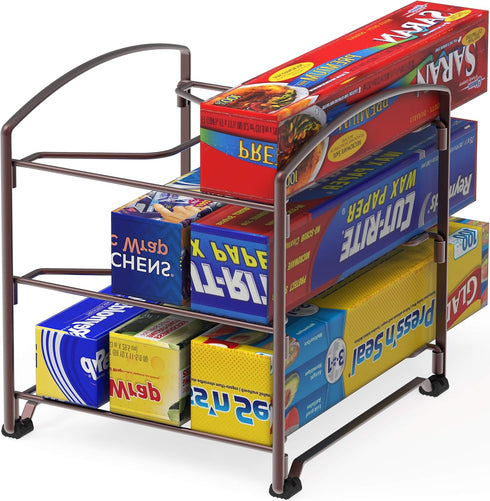 Simple Houseware Kitchen Wrap Organizer Rack, Bronze...