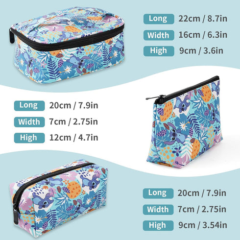 MRSP 3 sets makeup bag+Double Sided Cosmetic Mirror travel small cosmetic case portable with multifunctional waterproof Organizer bag for women St...