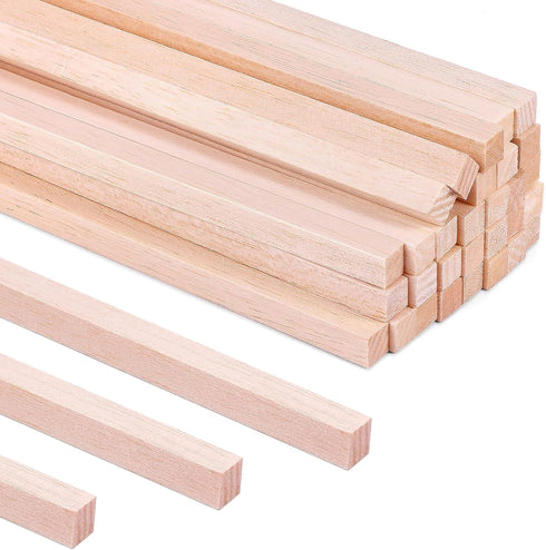 30 Pieces Balsa Wood Sticks 1/2 x 1/2 x 12 Inch Wood Strips Balsa Square Wooden Dowels Hardwood Unfinished Wood Sticks for Crafts DIY Projects Mod...