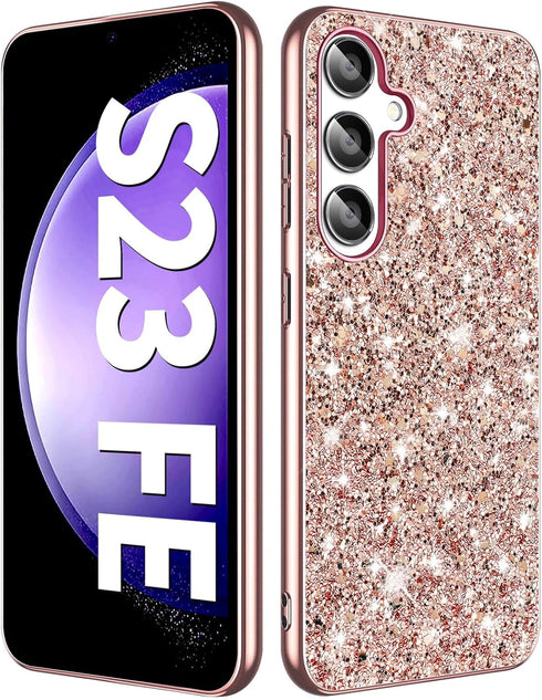 S23 FE Glitter Case for Samsung Galaxy S23 FE 5G Phone Case for Women Girls, Slim Ultra Thin Matte Back Shockproof Protective Cover for Samsung S2...