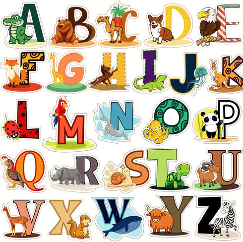 DEKOSH Alphabet Wall Decals - Colorful ABC Wall Stickers for Kindergarten, Playroom & Baby Nursery...