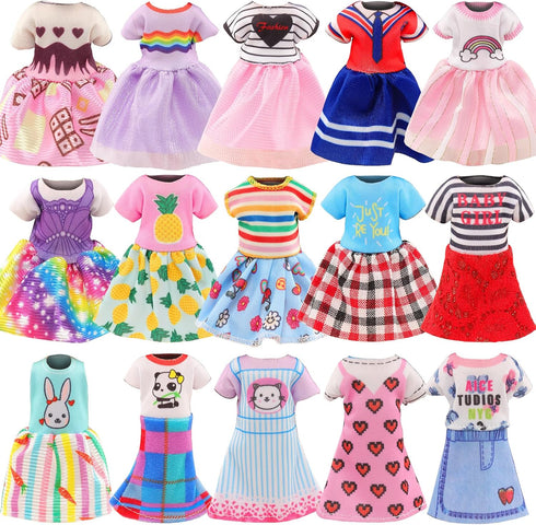 30 PCS Mini 6 Inch Doll Clothes and Accessories Include 4 Tops, 4 Pants for Boy Dolls, 5 Dresses , 2 Swimsuit and 2 Shoes, 10 Outfits Hangers Pock...