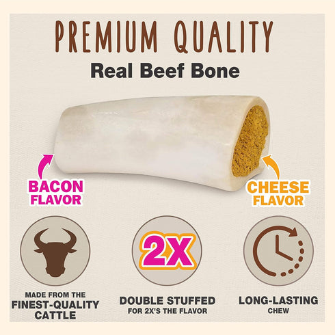 Cadet Double Stuffed Shin Bone - Highly Digestible, High Protein, Long-Lasting Dog Chew Bone for Aggressive Chewers, Supports Dental Health, - Bac...