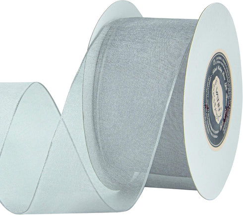 VATIN Christmas Ribbon Sheer Organza Wired Ribbon 2-1/2 inch 50 Yards (150Ft) -Shell Grey,Perfect for Making Bows and Wreaths...