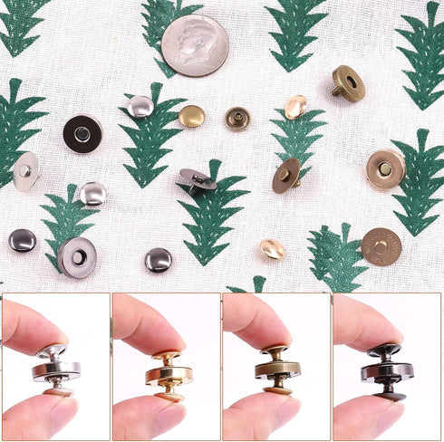 Tanstic 44 Sets 4 Color 18MM Round Magnetic Snap Sets, Strong Magnetic Button Clasps Double-Sided Magnetic Leather Snaps for Clothes, Jackets, Jea...
