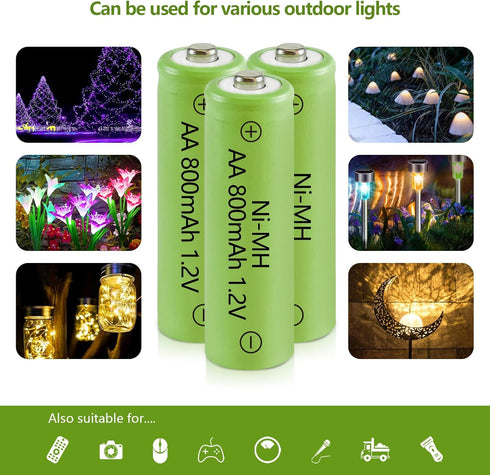 JINTION Solar Rechargeable Ni-MH AA Batteries AA 800 mAh Battery 4 Pack...