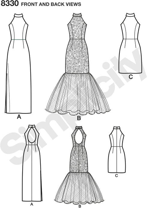 Simplicity Women's Open Back, Mermaid Style, and Little Black Dress Sewing Patterns, Sizes 4-12...
