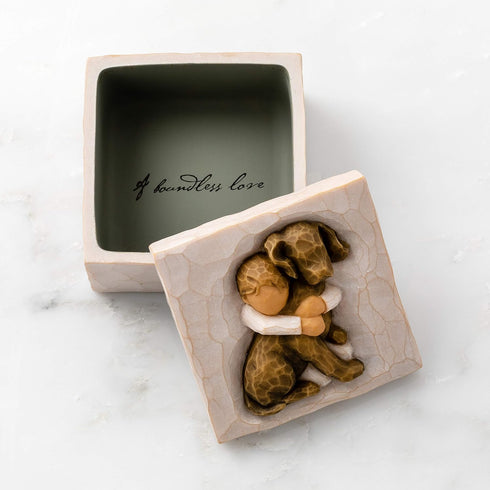 Willow Tree Hug (dark dog), sculpted hand-painted Keepsake Box...