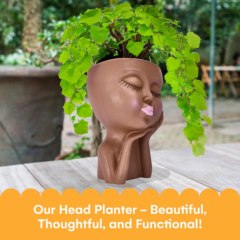 Noa Store Face Planters Pots Head with Drainage - Planter Pots for Indoor Plants - Unique Succulent and Flower Potheads - Decorative Head Indoor/O...