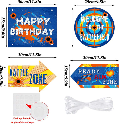 Outus 10 Pcs Dart Party Signs Cutouts Dart Battle Birthday Party Decoration Birthday Porch Door Cutouts Gifts...