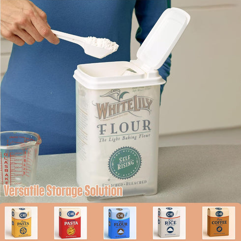 Buddeez Flour and Sugar Container - 3.75 Quart All Purpose Kitchen Organization and Storage Unit, Large Food Storage Container For Kitchen and Org...