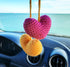 Hearts Crochet Handmade Car Rearview Mirror Hanging Ornament Car Interior Accessories...
