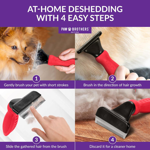 Paw Brothers Deshedding Tool, Deshedding Brush for Dogs and Cats, Professional Dog Grooming Brush for Shedding, Pet Hair Remover, Fur Removal Brus...