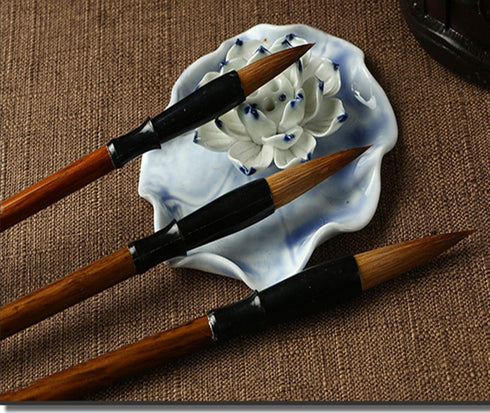 Chinese Calligraphy Brush, Writing Drawing Watercolor Ink Brushes Hubi Painting?Kanji Sumi?Wolf Bamboo Brushes Set for Professional Beginner (Gree...