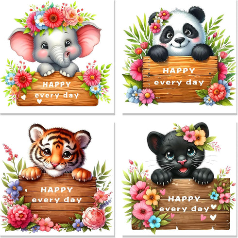 croshom 4 Pack Diamond Painting Kits for Adults, 5D Animals Diamond Art Kits for Beginner Cat Gem Art Full Drill gem art with Diamonds for Adults ...