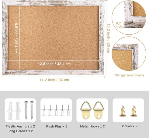 Cork Board Bulletin Board, Decorative Hanging Framed Cork Boards for Walls, Pin Board Vision Board for School Home Kitchen and Office, Bulletin Bo...
