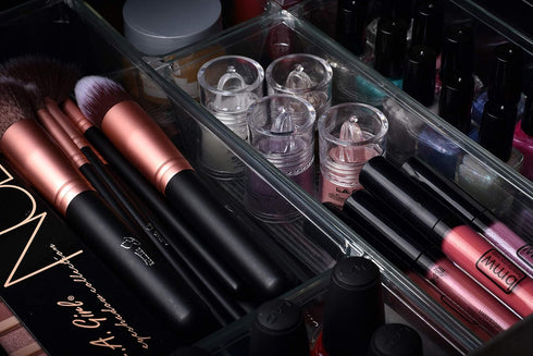 Masirs Clear Drawer Organizer - Easily Organize and Customize the Layout of Drawers. Great for Office Desk, Utensils, Cosmetics and Makeup. (8-Pie...