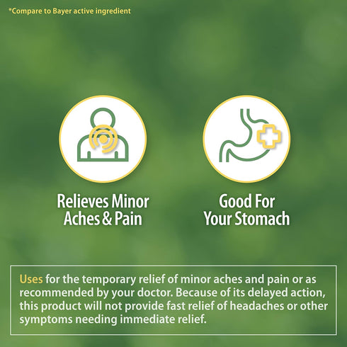 HealthA2Z® Aspirin 81 mg | Low Strength | Enteric Coated | Pain Relief | Reduces Minor Aches Muscle Pain & Cramps | Fever Reducer | Reduces Headac...