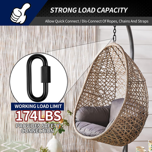 1.46" Chain Quick Links, 10 Pcs 1/8" Marine Grade Screw Chain Links, Large Opening Chain Connector Chain Coupler, 175 Lbs Capacity...