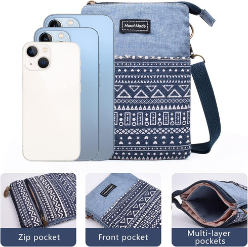 Small Crossbody Bag for Women Mobile Phone Purse National Pattern Shoulder Bag Handbags Coin Pouch for Women...